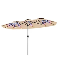 Sugift Double-Sided Patio Solar Color Changing Led Umbrella with Crank Lift