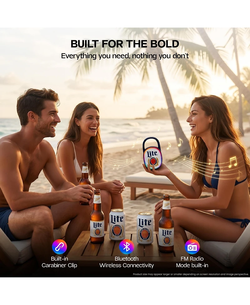 Miller Lite Backpack Clip Bluetooth Speaker and Fm Radio
