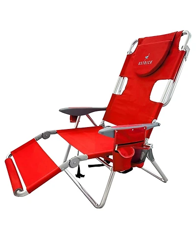Ostrich The Backpack 3N1 Portable Chair Cooler Bag and Reclining Lounger, Red