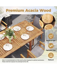 Costway Outdoor Dining Chairs Acacia Wood Patio Chairs with Breathable Fabric Seat