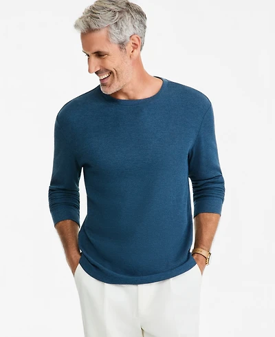 Club Room Men's Thermal Long-Sleeve Ribbed Crewneck Sweater, Created for Macy's