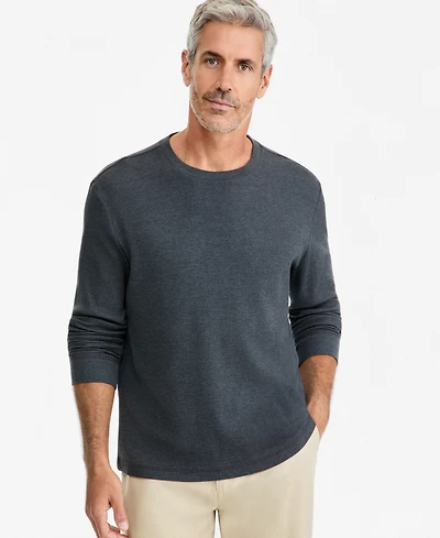 Club Room Men's Thermal Long-Sleeve Ribbed Crewneck Sweater, Created for Macy's