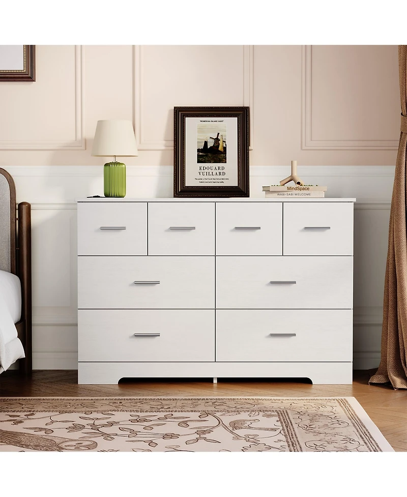 homfan 8 Drawer Dresser for Bedroom, Modern Chest of Drawers with Metal Handles, Storage Organizer for Bedroom, Living Room, Entryway and Hallway