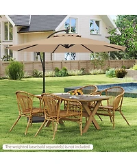 10' Hanging Umbrella Patio Sun Shade Offset Outdoor Market W/t Cross Base