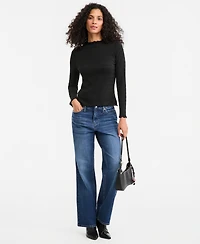 On 34th Women's Long-Sleeve Funnel Neck Puckered-Rib Top, Macy's Exclusive