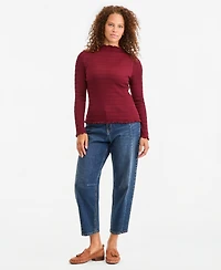 On 34th Women's Long-Sleeve Funnel Neck Puckered-Rib Top, Macy's Exclusive