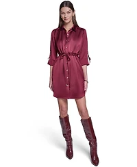 Halston Women's Satin Shirt Dress