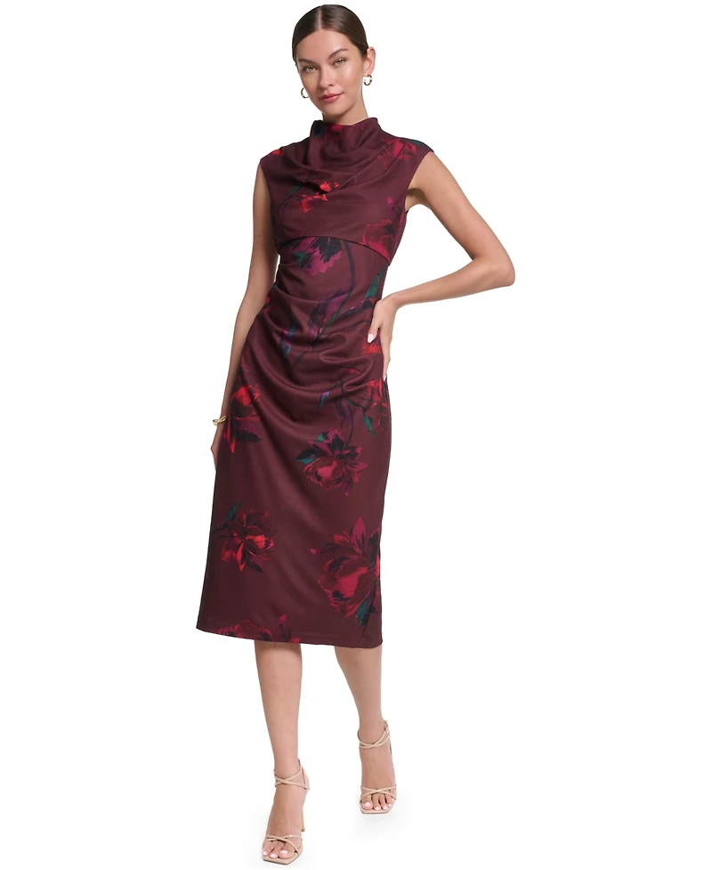 Halston Women's Mock Neck Scuba Dress