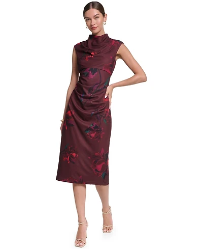 Halston Women's Mock Neck Scuba Dress