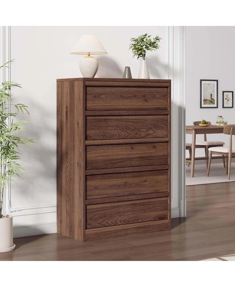 gaomon 5 Drawers Nightstand for Bedroom, Wooden Small Bedside Table Cabinet with Large Storage and Anti-Tip Device, Modern End Side Table Night Stand
