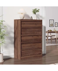 gaomon 5 Drawers Nightstand for Bedroom, Wooden Small Bedside Table Cabinet with Large Storage and Anti-Tip Device, Modern End Side Table Night Stand