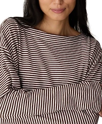 Eileen Fisher Women's Striped Bateau Neck Long-Sleeve Top