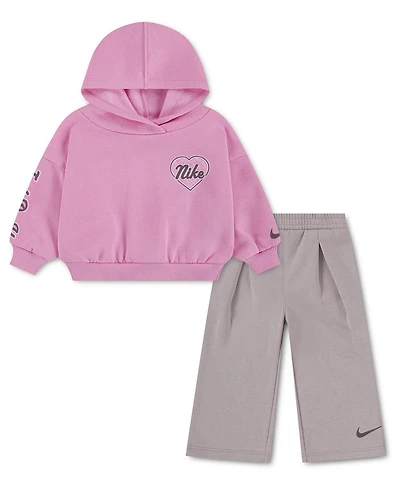 Nike Baby Girls' Juxta-Girl Graphics Hoodie and Wide-Leg Pants, 2-Piece Set