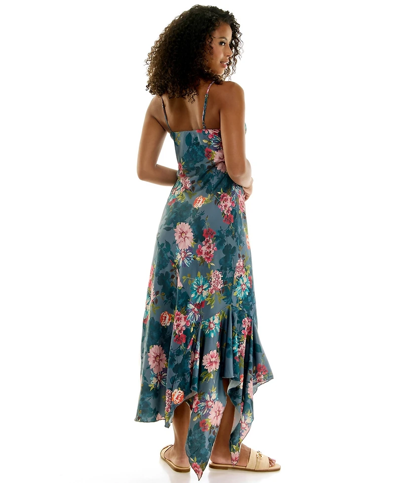 Katia Rae Juniors' V-Neck Floral Midi Slip Dress