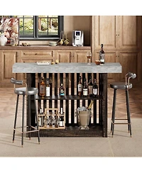 gaomon 63" Bar Table for 4-6 People, Counter Height Pub Table with 2-Tier Storage Shelves for Dining Room & Kitchen