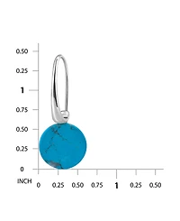 Macy's Genuine Howlite Chrysocolla Round Disc Shape Drop on Hardwire Fishhook Closure Earrings