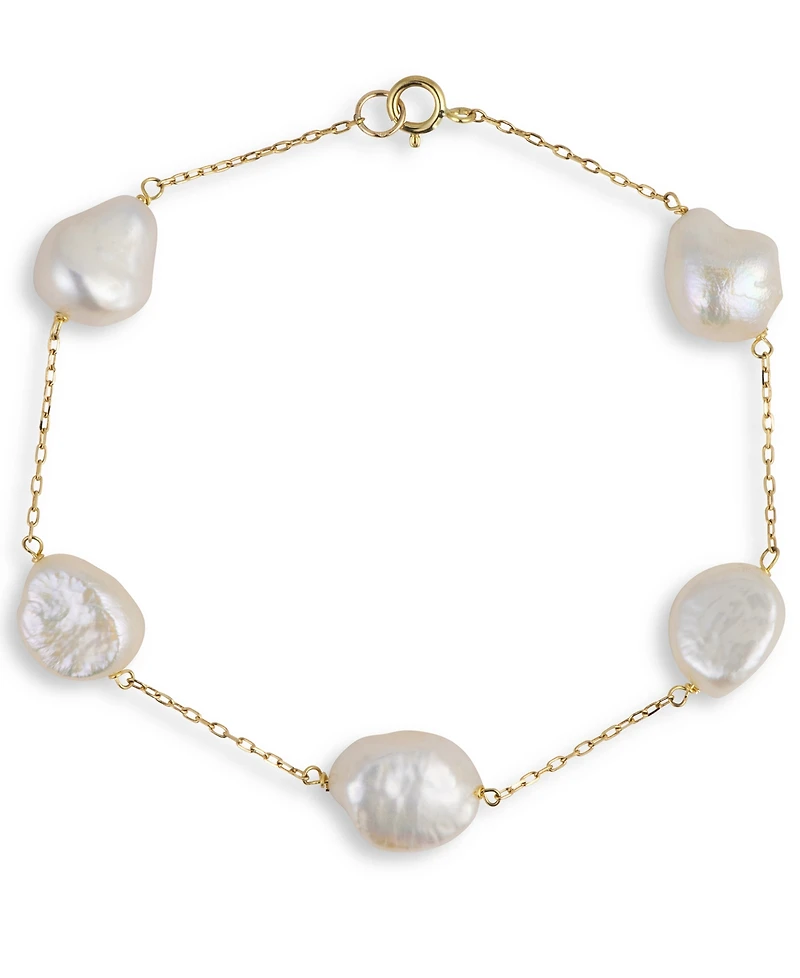 Belle de Mer Cultured Freshwater Pearl(9-10mm) Bracelet in 10k Yellow Gold