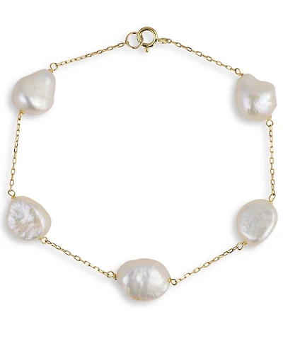 Belle de Mer Cultured Freshwater Pearl(9-10mm) Bracelet in 10k Yellow Gold
