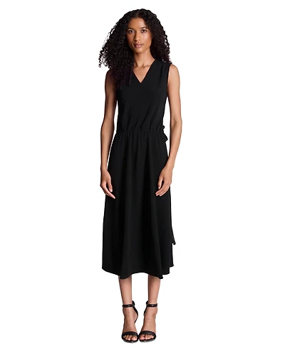 Kenneth Cole Women's V-Neck Asymmetric Hem Midi Dress