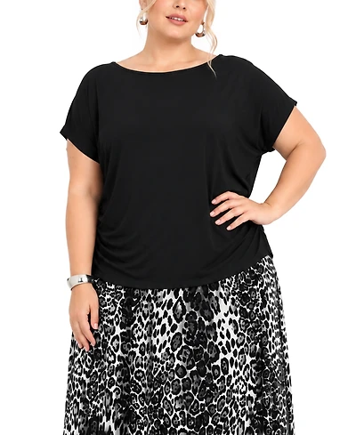 Coin 1804 Plus Techno Crepe Short-Sleeve Top