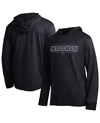 Champion Men's Black Wisconsin Badgers Gradient All-Star Long Sleeve Hooded T-Shirt