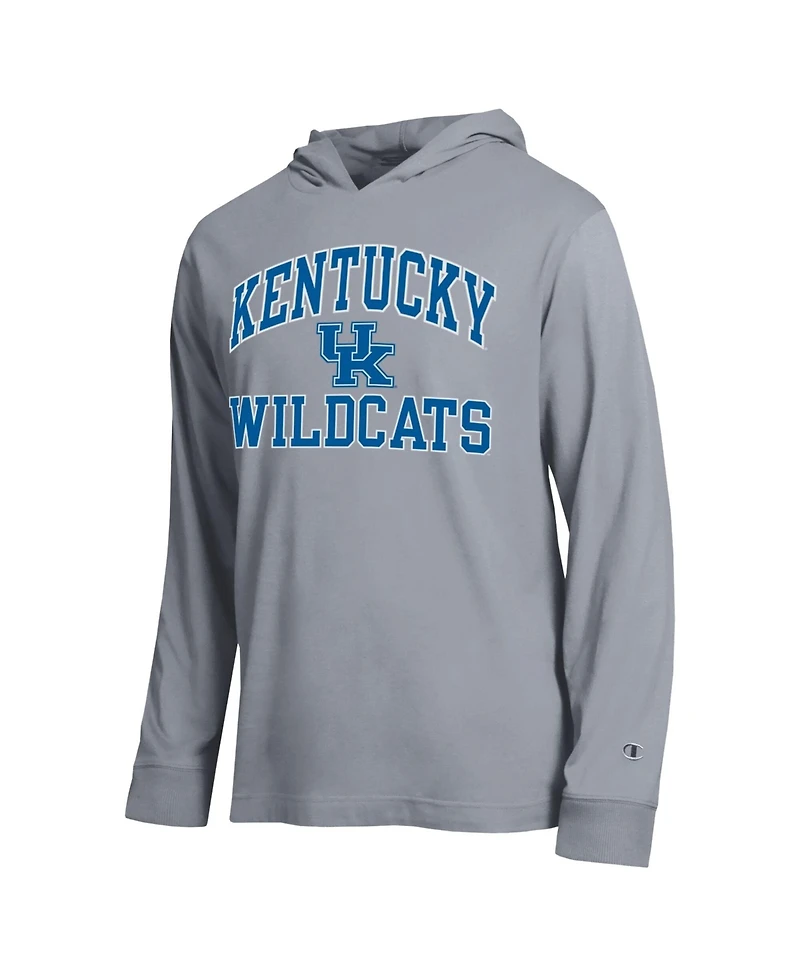 Champion Men's Heather Gray Kentucky Wildcats High Motor All-Star Long Sleeve Hooded T-Shirt