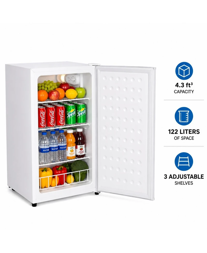SnowLion 4.3 Cu. Ft. Freestanding Mini Fridge, 122L Compact Refrigerator with Solid Door, Adjustable Thermostat, Reversible Door, White