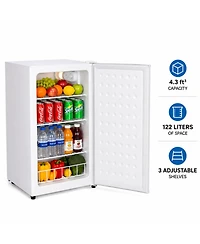 SnowLion 4.3 Cu. Ft. Freestanding Mini Fridge, 122L Compact Refrigerator with Solid Door, Adjustable Thermostat, Reversible Door, White