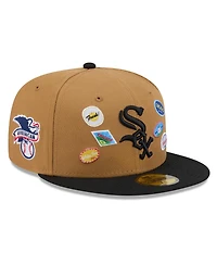 New Era Men's Tan Chicago White Sox Fruit Sticker 59FIFTY Fitted Hat