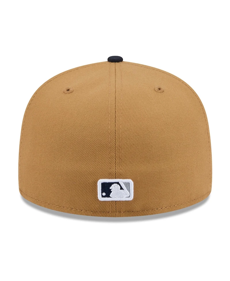 New Era Men's Tan York Yankees Fruit Sticker 59FIFTY Fitted Hat