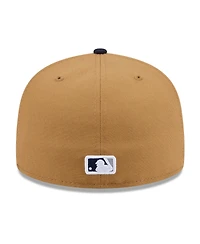 New Era Men's Tan York Yankees Fruit Sticker 59FIFTY Fitted Hat
