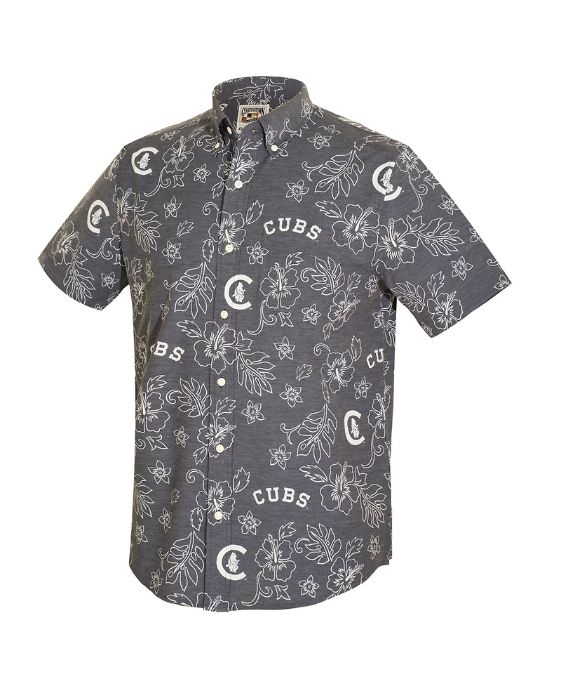Reyn Spooner Men's Navy Chicago Cubs Cooperstown Kekai Performance Button-Down Tri-Blend T-shirt