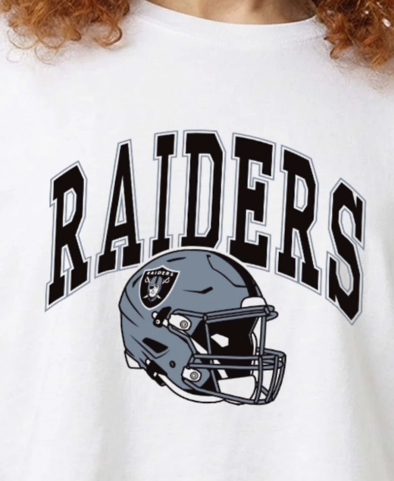 Champion Women's White Las Vegas Raiders Boyfriend Cropped T-Shirt