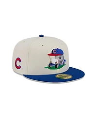 New Era Men's Cream, Royal Chicago Cubs Bullpen Cart 59FIFTY Fitted Hat