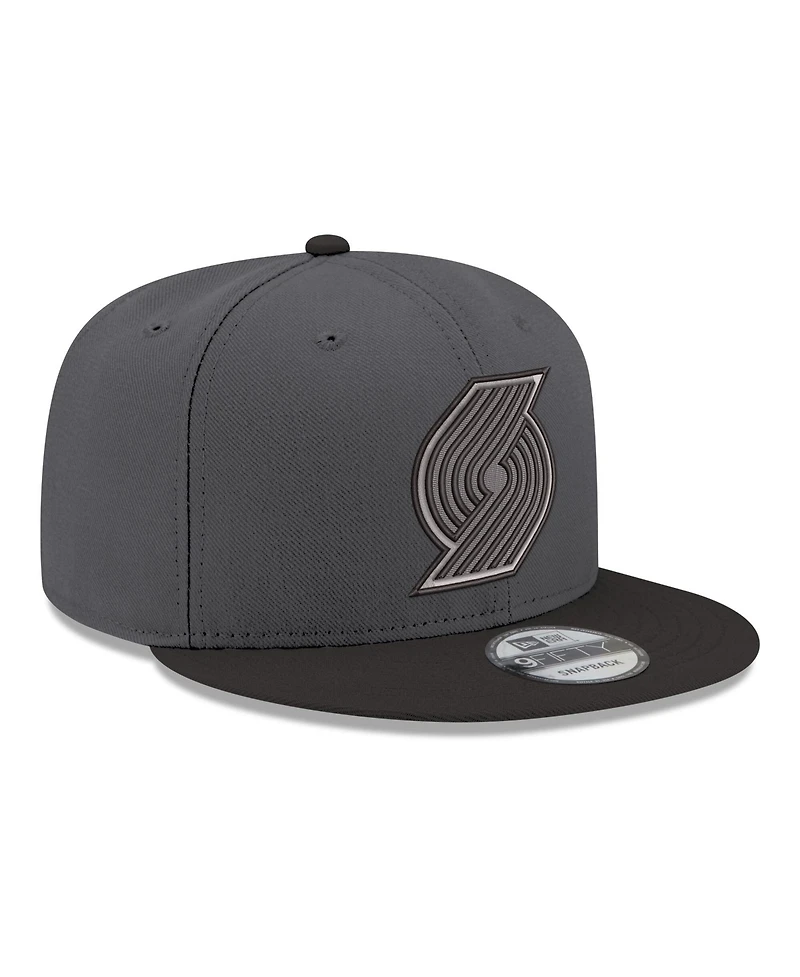 New Era Men's Gray, Black Portland Trail Blazers Logo 2-Tone 9FIFTY Snapback Hat