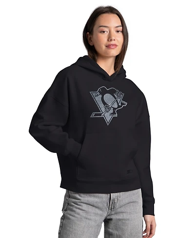 Starter Women's Black Pittsburgh Penguins Rhione Relaxed Hoodie