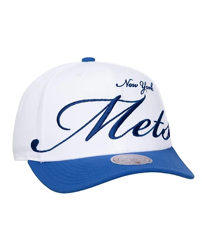 Mitchell & Ness Men's and Women's White, Royal New York Mets Xl Script Pro Crown Adjustable Hat
