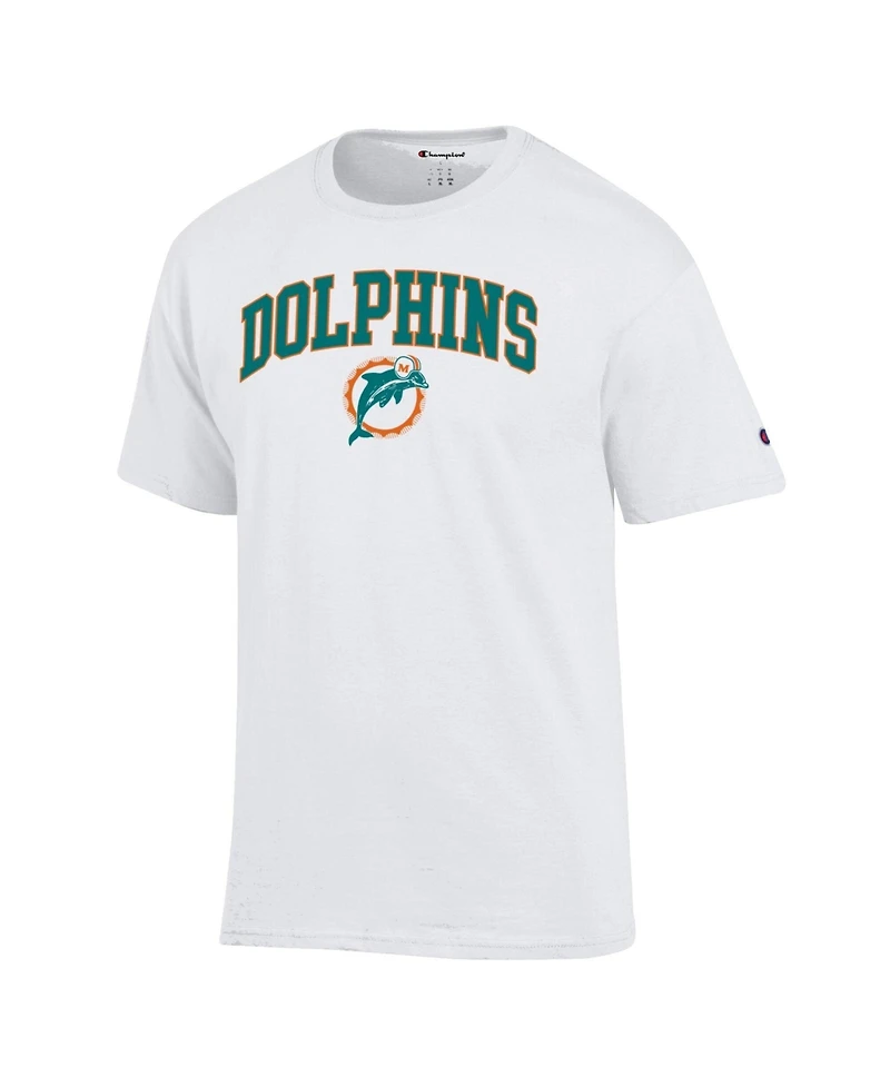 Champion Men's White Miami Dolphins Arch Over Logo T-Shirt