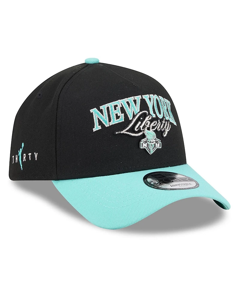 New Era Men's and Women's Black, Mint New York Liberty Wnba Tip-Off 2026 Metal Badge A-Frame 9FORTY Adjustable Hat