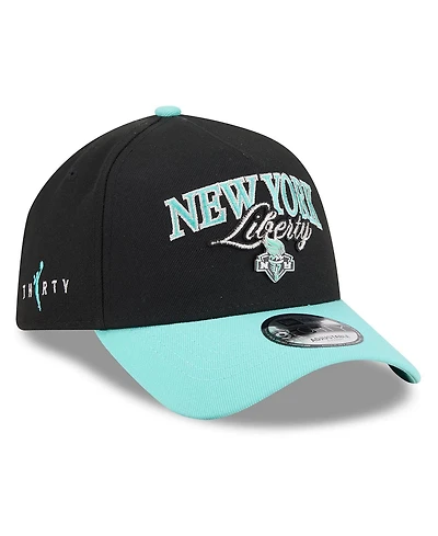 New Era Men's and Women's Black, Mint New York Liberty Wnba Tip-Off 2026 Metal Badge A-Frame 9FORTY Adjustable Hat