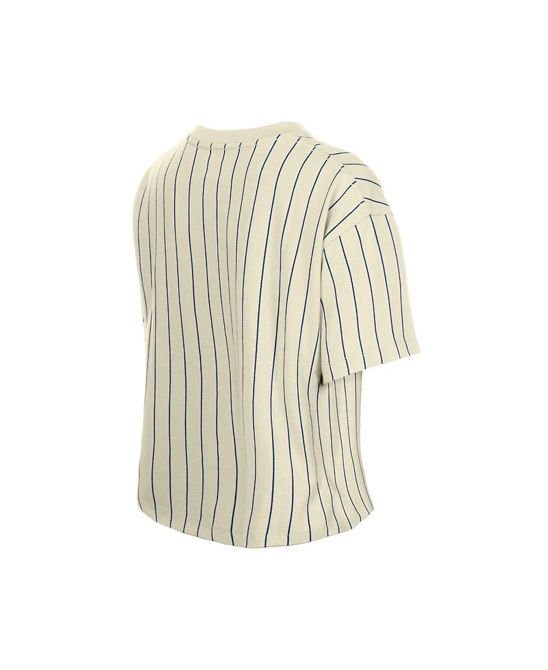 New Era Women's Cream Team Usa La 2028 Summer Olympics Mesh Back Pinstripe Boxy T-Shirt
