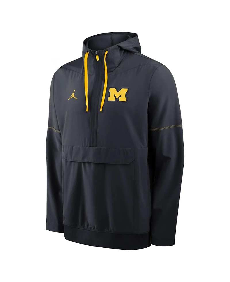 Jordan Men's Navy Michigan Wolverines 2026 Sideline Anorak Half-Zip Hoodie