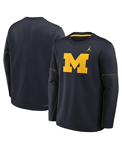 Jordan Men's Navy Michigan Wolverines 2026 Sideline Coaches Therma-fit Long Sleeve T-Shirt