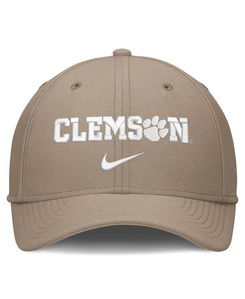 Nike Men's Khaki Clemson Tigers Rise On-Field SwooshFlex Dri-fit Flex Hat