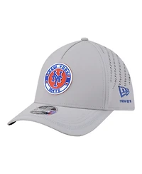New Era Men's Gray York Mets Patch 39THIRTY A-Frame M-Crown Perforated Flex Hat