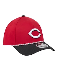 New Era Men's Red, Black Cincinnati Reds Rope M-Crown A-Frame 39THIRTY Flex Hat