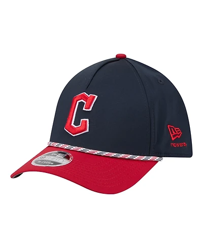 New Era Men's Navy, Red Cleveland Guardians Rope M-Crown A-Frame 39THIRTY Flex Hat