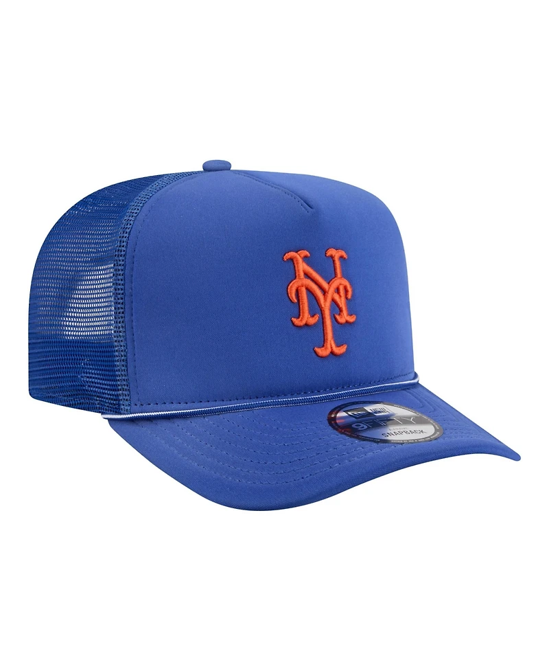 New Era Men's Royal New York Mets Worn A-Frame 9FIFTY Trucker Snapback Hat