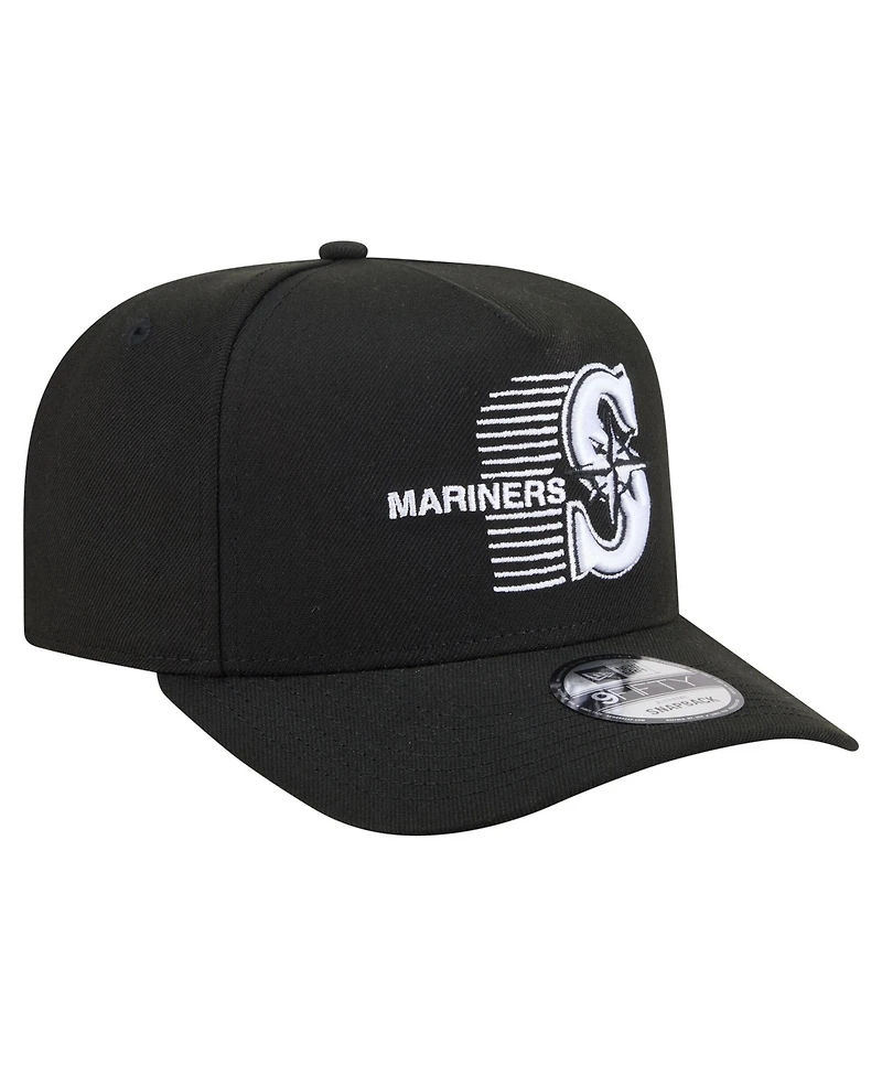 New Era Men's Black Seattle Mariners Motion A-Frame 9FIFTY Snapback Hat