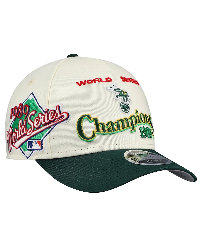 New Era Men's Cream, Green Oakland Athletics World Series 9FORTY M-Crown A-Frame Adjustable Hat